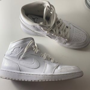 All white Jordan 1 mid women size 8.5